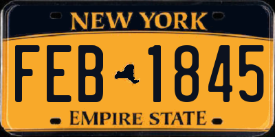 NY license plate FEB1845
