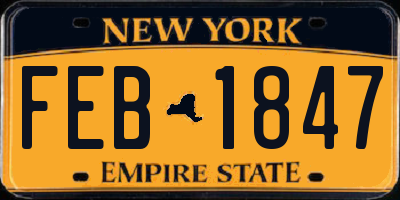 NY license plate FEB1847