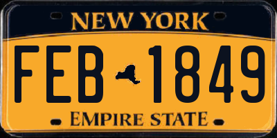 NY license plate FEB1849