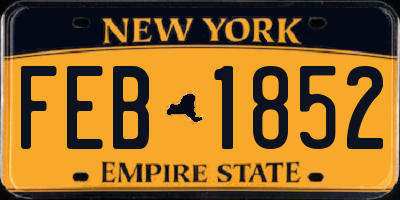 NY license plate FEB1852