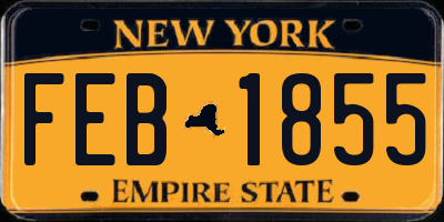 NY license plate FEB1855