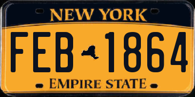NY license plate FEB1864