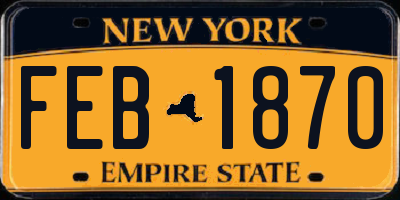 NY license plate FEB1870
