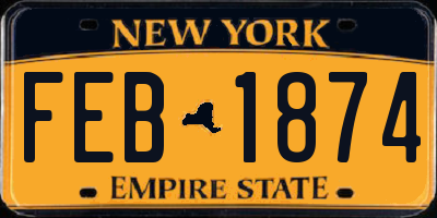 NY license plate FEB1874