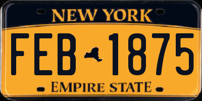 NY license plate FEB1875