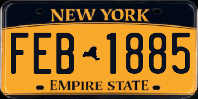 NY license plate FEB1885