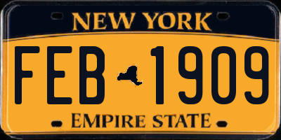 NY license plate FEB1909