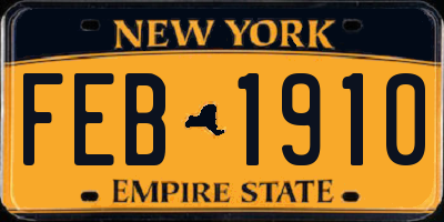 NY license plate FEB1910