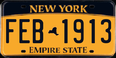 NY license plate FEB1913