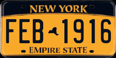 NY license plate FEB1916