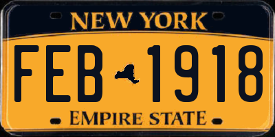 NY license plate FEB1918