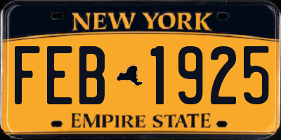 NY license plate FEB1925