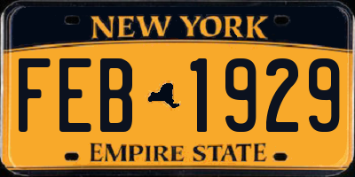 NY license plate FEB1929