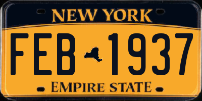NY license plate FEB1937