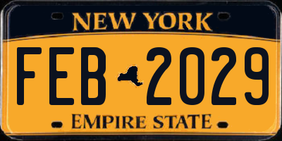 NY license plate FEB2029