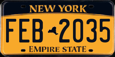 NY license plate FEB2035