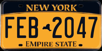 NY license plate FEB2047