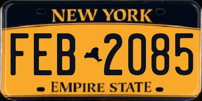 NY license plate FEB2085