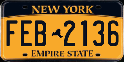 NY license plate FEB2136