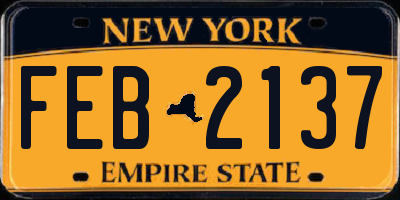 NY license plate FEB2137