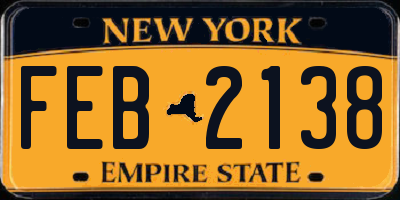 NY license plate FEB2138
