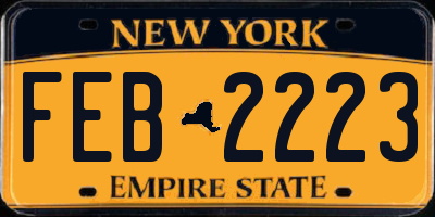 NY license plate FEB2223