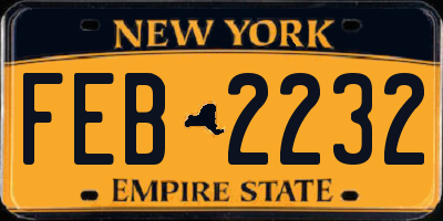 NY license plate FEB2232