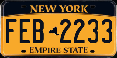 NY license plate FEB2233
