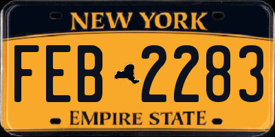 NY license plate FEB2283