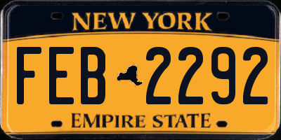 NY license plate FEB2292