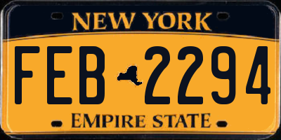NY license plate FEB2294