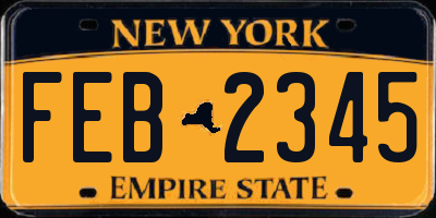 NY license plate FEB2345