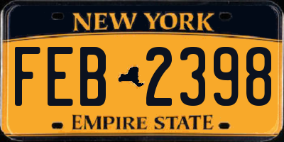 NY license plate FEB2398