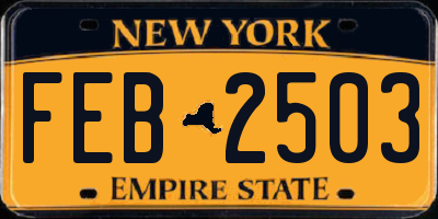 NY license plate FEB2503