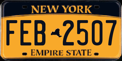 NY license plate FEB2507