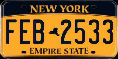 NY license plate FEB2533