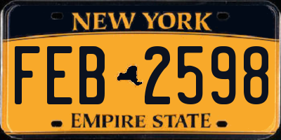 NY license plate FEB2598