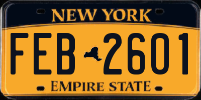 NY license plate FEB2601