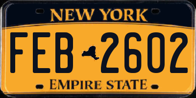 NY license plate FEB2602