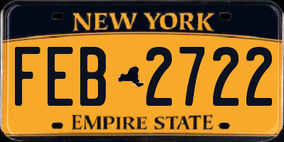 NY license plate FEB2722