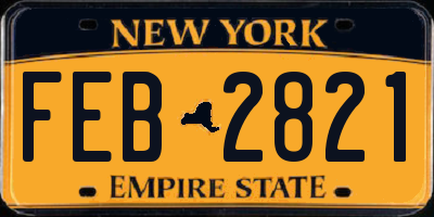 NY license plate FEB2821