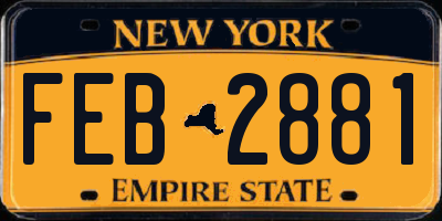NY license plate FEB2881