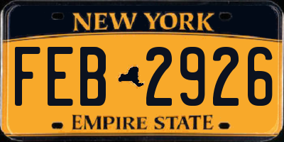 NY license plate FEB2926