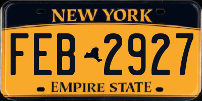 NY license plate FEB2927