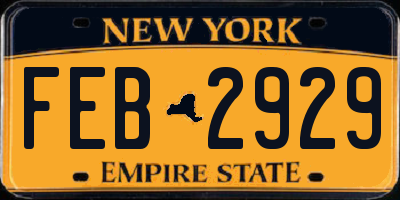 NY license plate FEB2929