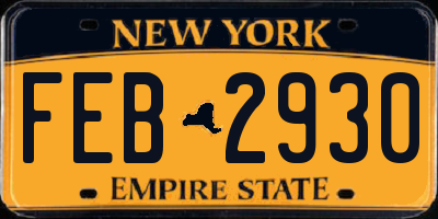 NY license plate FEB2930