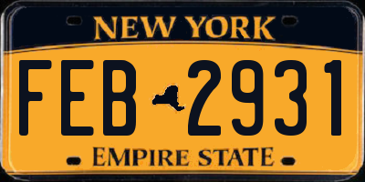 NY license plate FEB2931