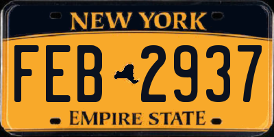 NY license plate FEB2937
