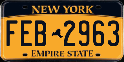 NY license plate FEB2963