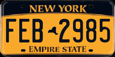 NY license plate FEB2985